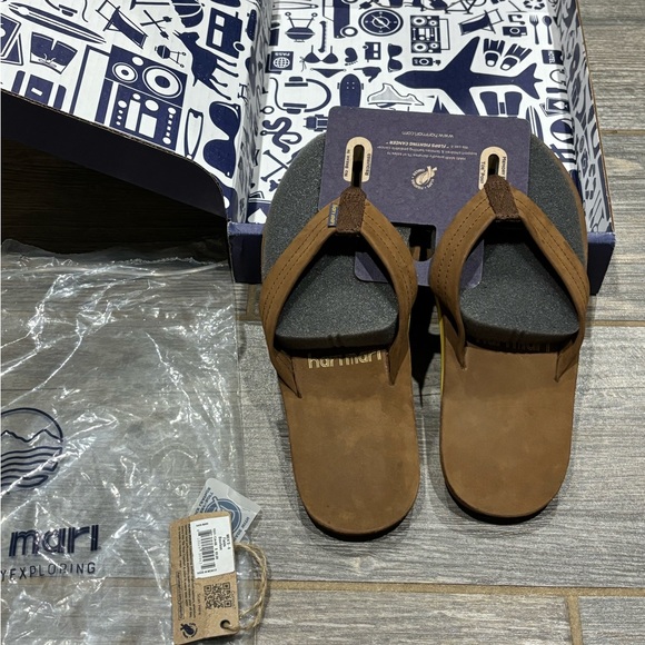 Worn once! Mens’s Hari Mari Men’s Fields Flip Flops in Bourbon- Size 8 - Picture 8 of 8